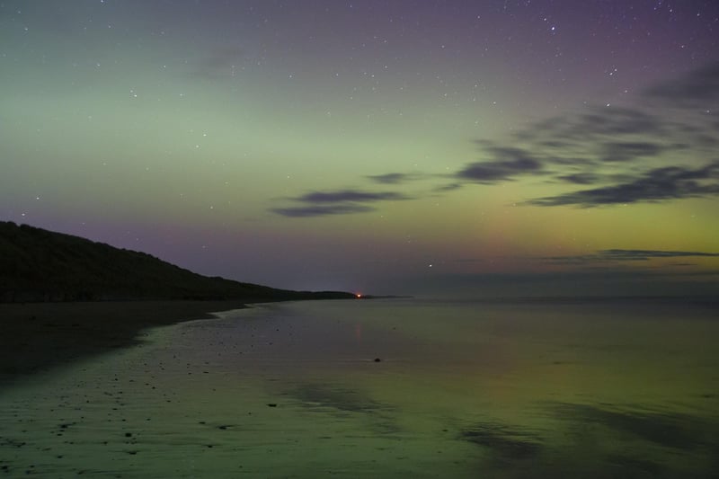 Although overshadowed, the aurora was still strong and a sight to behold.