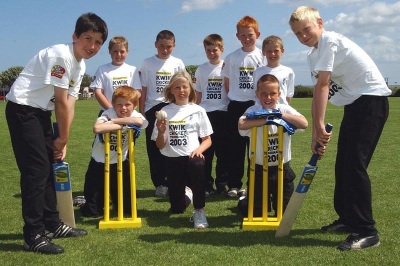 The Under-11 cricket team at Seahouses Middle School in June 2003.