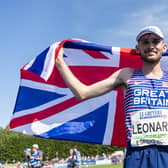 Rory Leonard celebrates winning the 10,000m during the European Athletics U23 Championships in July. (Picture: Jurij Kodrun/Getty Images for European Athletics).
