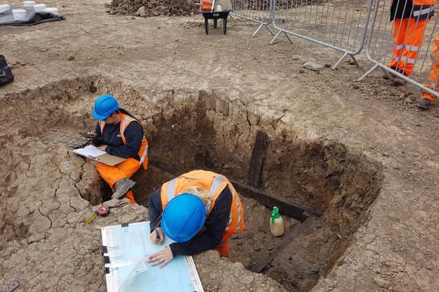 Archaeologists at work close to where Newsham station will be built.