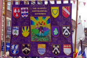 One of the banners at a previous Morpeth Northumbrian Gathering procession.