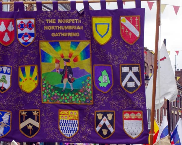 One of the banners at a previous Morpeth Northumbrian Gathering procession.