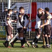 Alnwick Town players celebrate their shoot-out success. Picture: Alnwick Town FC