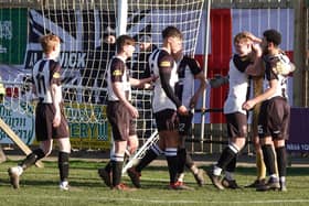 Alnwick Town players celebrate their shoot-out success. Picture: Alnwick Town FC