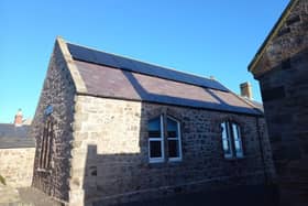 New solar panels on the roof of Craster Memorial Hall.