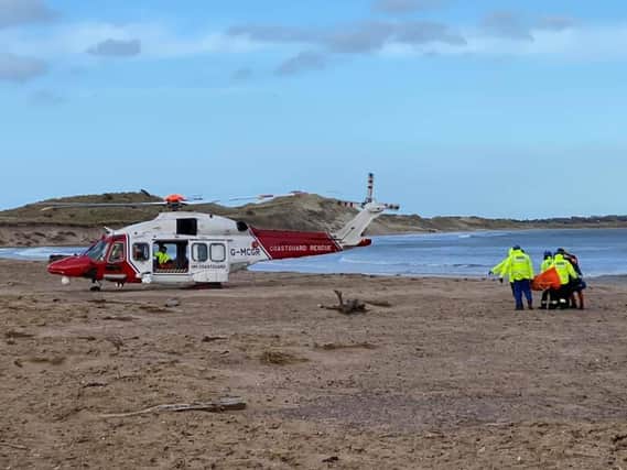 This photo by Howick Coastguard Rescue Team shows the rescue effort in its final phase.
