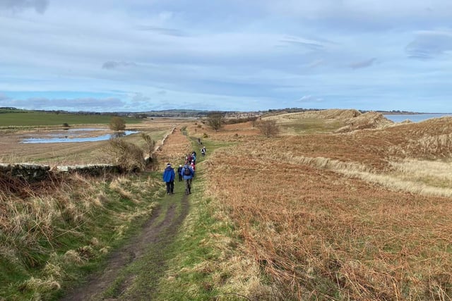 Walkers between Warkworth and Alnmouth by Lilian Tomlin.