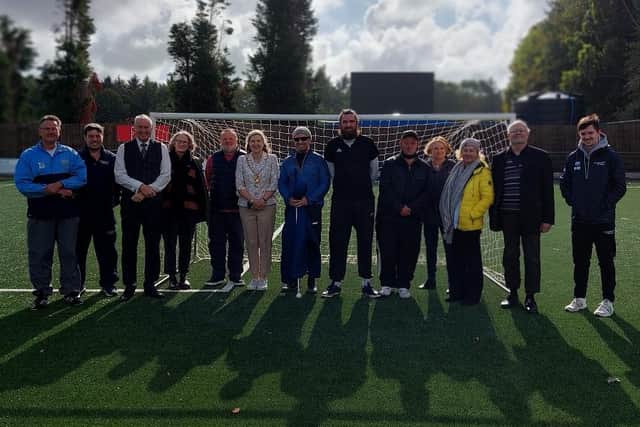 Participants, organisers and supporters at the VIP football session on September 29.