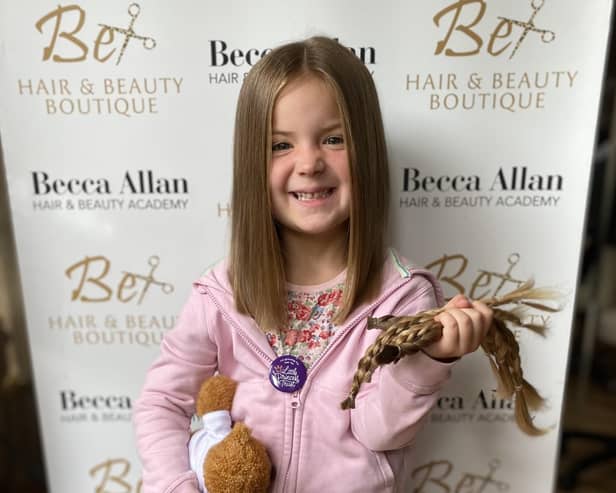 Maisie with her new shorter haircut at Bex Hair and Beauty Boutique, Alnwick.