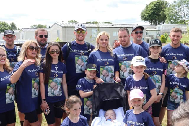 Gilbert Maguire with family and other supporters at The Kaims country park.