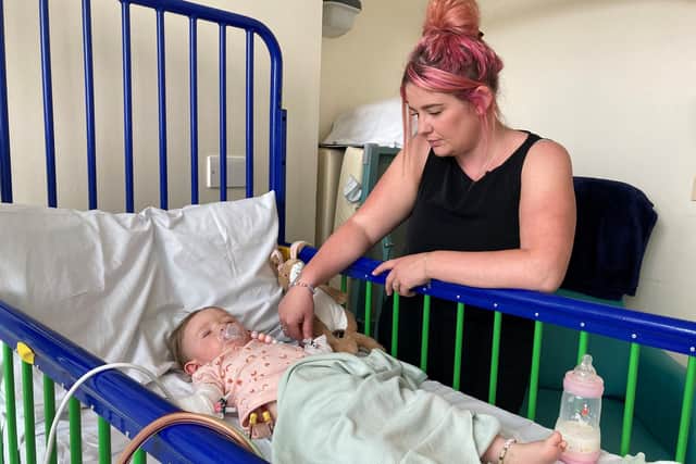 Teddi and mum, Ally Shaw, during her treatment at Royal Manchester Children’s Hospital in 2022.
