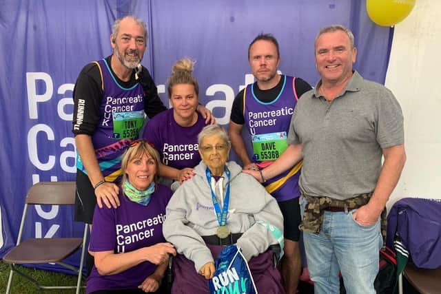 Anne waited for Tony in the Pancreatic Cancer UK tent at the finish line of the Great North Run 2022.
