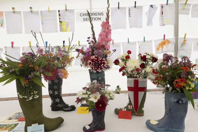 Floral wellies.