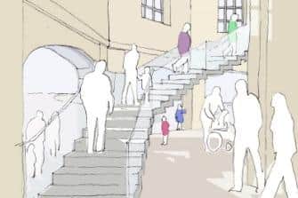 The proposed interior leading up to the main hall on the first floor. Image: Mosedale Gillatt Architects 2022