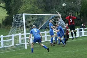 Action from Newbiggin’s Benevolent Cup game away to Haltwhistle Jubilee on Saturday. Picture by Paul Ternent.