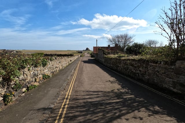 The road to Lindisfarne Castle.
