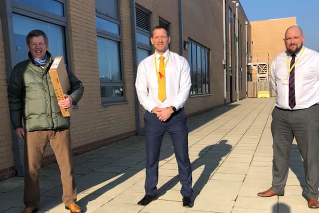 Cllr Gordon Castle, who helped connect True Potential to Duchess's Community High School, with co-heads Alan Rogers and James Wilson.