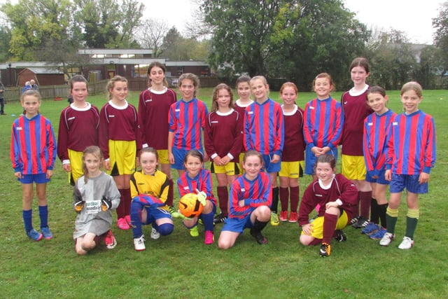 Whittingham CofE First School's girls football team plays its first match in 2017 against St Michael's CofE First School, Alnwick.