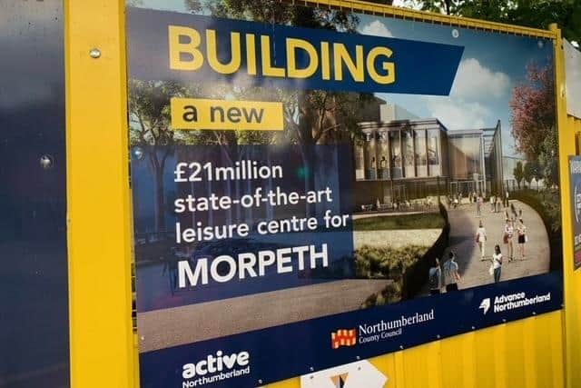 Signage for the new Morpeth Leisure Centre.