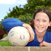 Lucy Bronze with a football trophy in 2004 from her time at Lindisfarne Middle School in Alnwick.