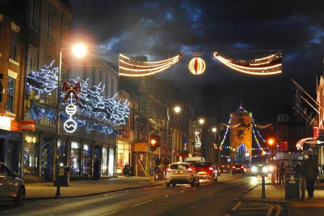 Some of the Christmas lights in Morpeth. Picture by Anne Hopper.