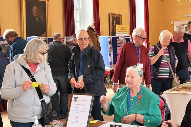 Volunteers from Berwick Archives greeting some of the 1000 visitors to the exhibition at the town hall on Saturday, organised by Linda Bankier.