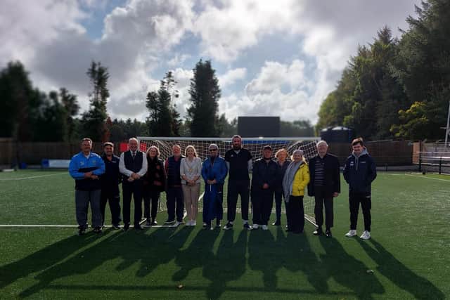 Alison Byard, mayor of Morpeth, has also been involved in promoting the programme. Morpeth Town says the social and mental benefits of visually impaired football are as great as the physical benefits.