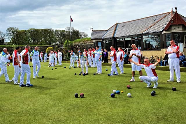 Action from the Andrew Hamilton Trophy match up between West Lothian and Borders at Berwick Bowling Club on Saturday. Picture by Margaret Shaw.