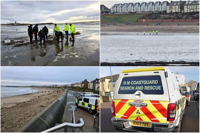 Photos shared by Coastguard teams after they worked with Northumbria Police to recover more than 10,000 rounds of ammunition from Newbiggin Beach.