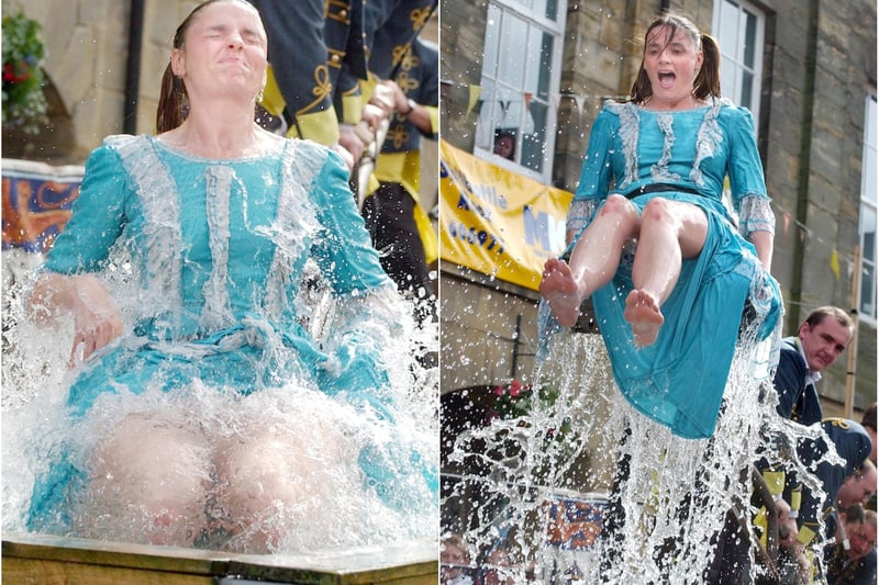 A traditional part of Alnwick Fair - ducking the wenches - in this case, in 2004.