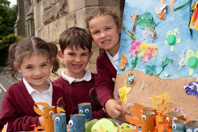 Children across all year groups at St Robert’s Catholic First School took part. Picture by Kate Buckingham.