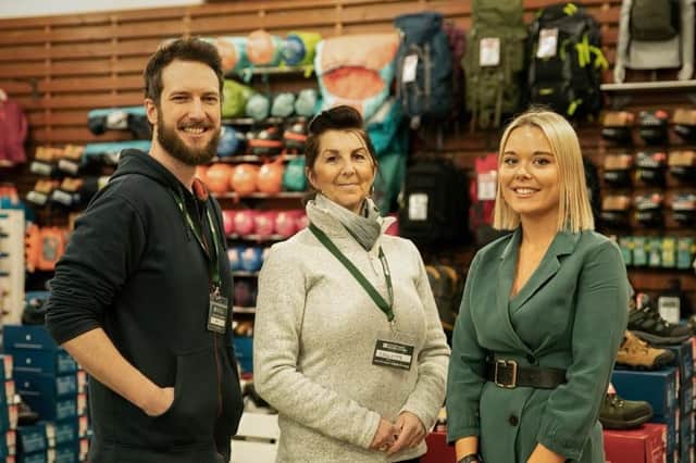 From left, Marc-Andre Hoerner, assistant store manager at Mountain Warehouse, Collette Morrison, sales assistant at the store, and Lottie Thompson.