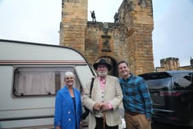 TV presenter Matt Baker at Alnwick Castle filming Matt Baker: Travels with Mum and Dad.
