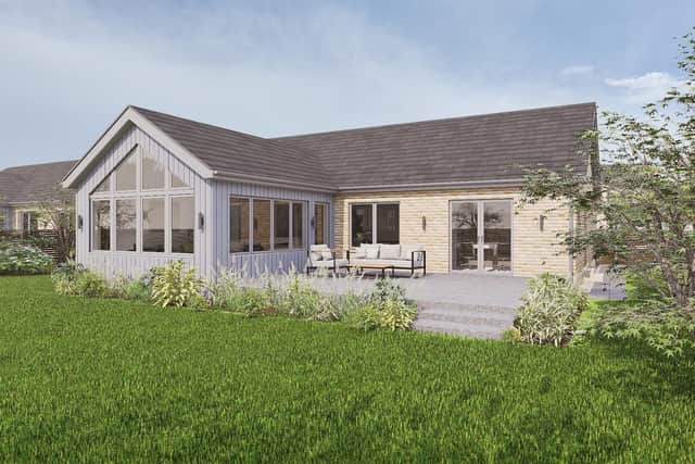 An image showing the rear of a bungalow planned at Village Meadows in Lowick.