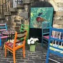 Colourful seating outside The Alnwick Gallery.