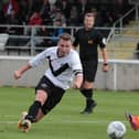 Dean Briggs in his match against Newcastle Benfield in the FA Cup earlier this season. Picture: Keith Saint.