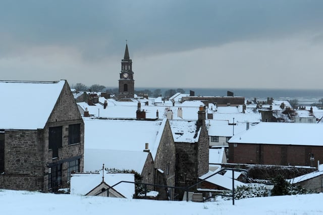 Berwick rooftops covered in snow.