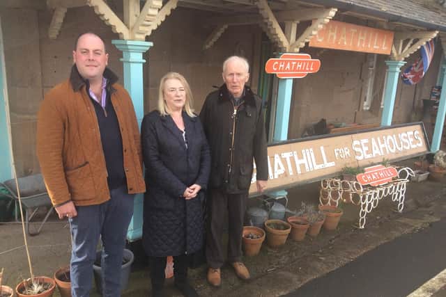 Cllrs Guy Renner-Thompson Wendy Pattison and John Holwell of Chathill Rail Action Group.