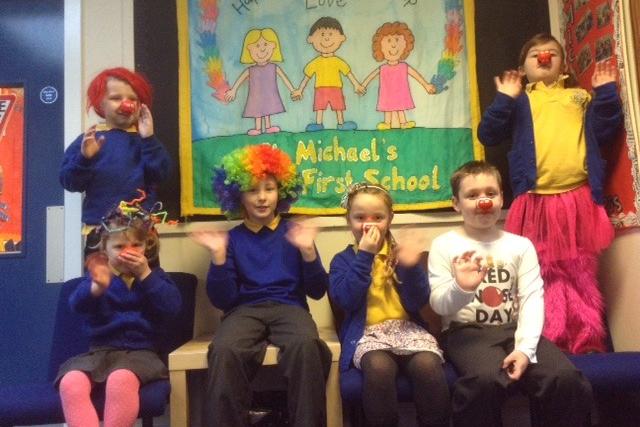 Red Nose Day at St Michael's First School in 2015. Pictured: Liam McPartland, Olivia Brookes, Jake Shotton, Millie Greener, Owen Butroid and Jessica Jones.