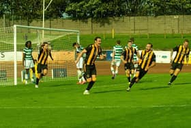 Berwick Rangers players have been all smiles this season after wins in the league and cup. Picture: Alan Bell