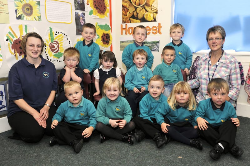 Alnwick South First School new starters 2012. Vanessa Hornsby and Anne Payton with the afternoon nursery group.