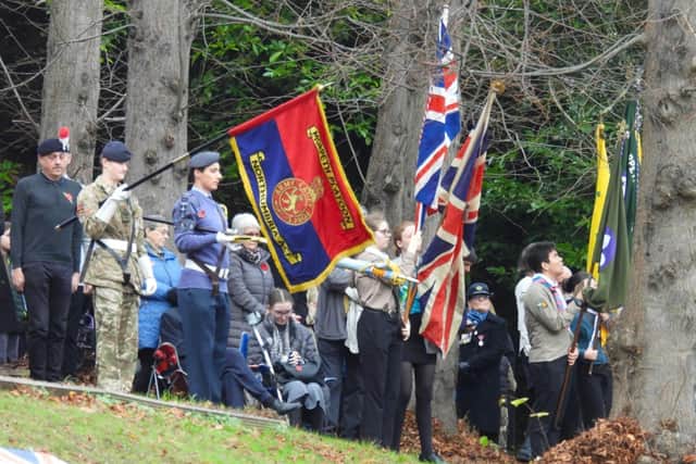 Flags at the ready during last year's Remembrance Sunday service in Morpeth. Photo by Anne Hopper.