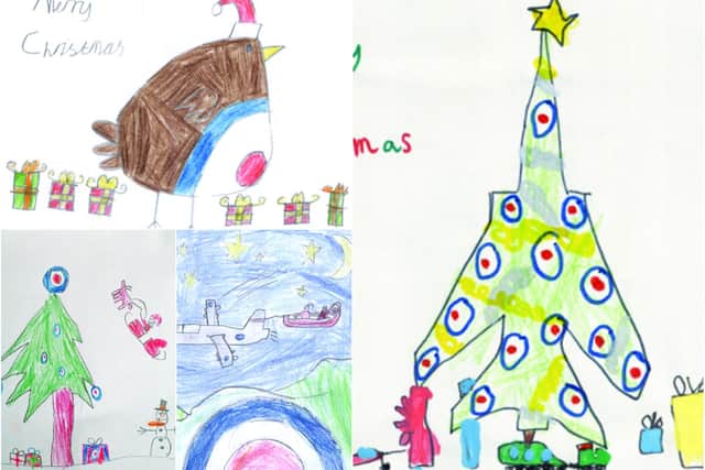 Winning entries to RAF Boulmer's competition to design a Christmas card.