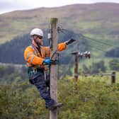 An Openreach engineer in remote countryside.