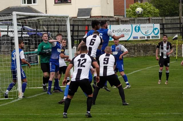 Action from Alnwick Town's draw with AFC Newbiggin. Picture: Alnwick Town