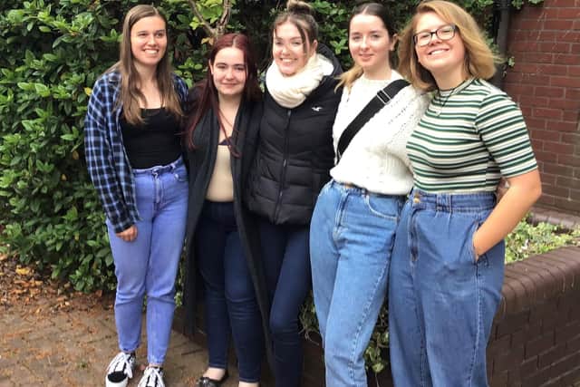 Amble students Caitlyn Brotherton, Faith Bell, Erin Harrison, Dee-Anne Common, Lily Tibbitts.
