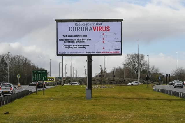 An electronic board on the A194 at Jarrow is giving drivers advice on coronavirus.