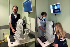 Grant Welsh of Alnwick Specsavers with the new optical coherence tomography (OCT ) machine.