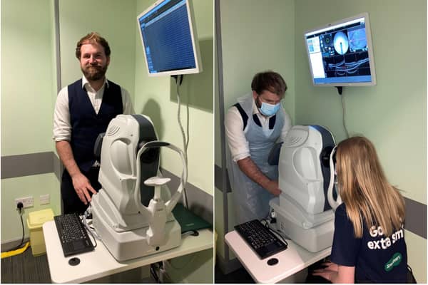 Grant Welsh of Alnwick Specsavers with the new optical coherence tomography (OCT ) machine.