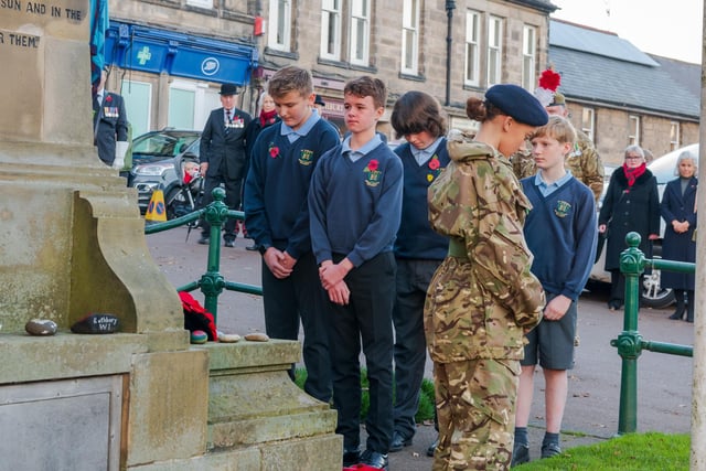 School pupils pay their respects.